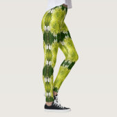 チャートレイズグリーン抽象芸術アジサイ開花パターン レギンス (右)