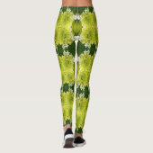 チャートレイズグリーン抽象芸術アジサイ開花パターン レギンス (裏面)