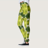 チャートレイズグリーン抽象芸術アジサイ開花パターン レギンス (左)