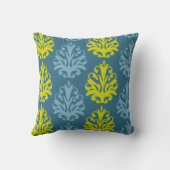 チャートレイズ石板ブルーティール(緑がかった色)ダマスク クッション (裏面)