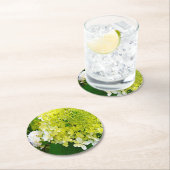 チャートレエレガントーズグリーンライムライトアジサイ ラウンドペーパーコースター (インサイチュ)