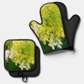 チャートレエレガントーズグリーンライムライトアジサイ 鍋つかみ&鍋敷きセット (正面/裏面)