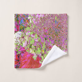 チャートレエレガントーズグリーン、ピンク、青あじさい ウォッシュタオル