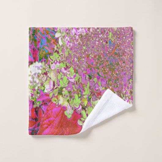 チャートレエレガントーズグリーン、ピンク、青あじさい ウォッシュタオル (ウォッシュタオル)