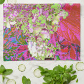 チャートレエレガントーズグリーン、ピンク、青あじさい キッチンタオル (折り畳み)