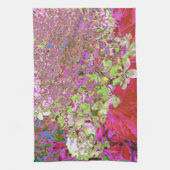 チャートレエレガントーズグリーン、ピンク、青あじさい キッチンタオル (縦)