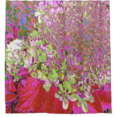 チャートレエレガントーズグリーン、ピンク、青あじさい シャワーカーテン (正面)