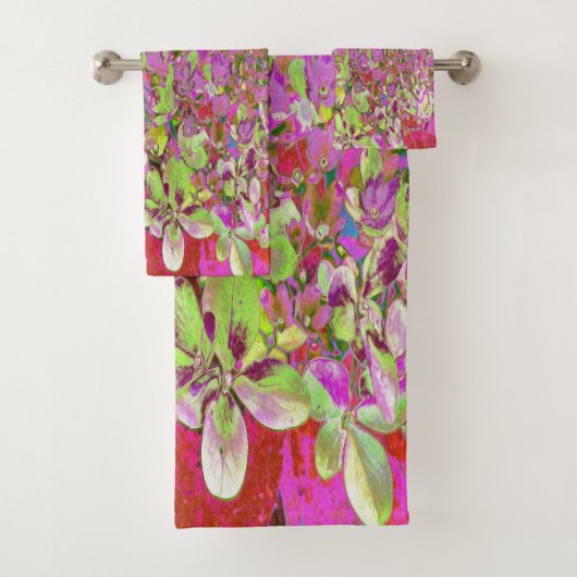 チャートレエレガントーズグリーン、ピンク、青あじさい バスタオルセット (インサイチュ)