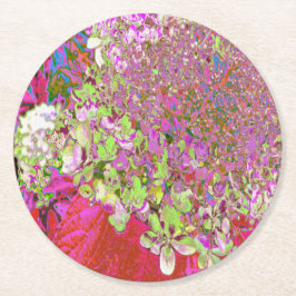 チャートレエレガントーズグリーン、ピンク、青あじさい ラウンドペーパーコースター