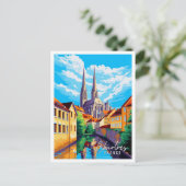 チャートレスフランスヴィンテージ旅行イラストレーション ポストカード (スタンド正面)