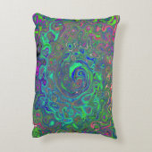 チャートレトリップ(幻覚体験)のようなーズとブルーレトロ液体スワール アクセントクッション (裏面(縦))