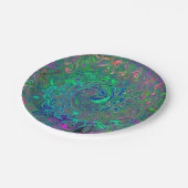 チャートレトリップ(幻覚体験)のようなーズとブルーレトロ液体スワール ペーパープレート (アングル)