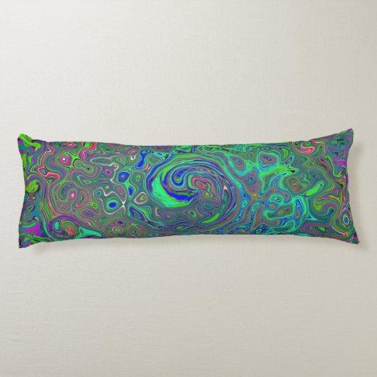 チャートレトリップ（幻覚体験）のようなーズとブルーレトロ液体スワール ボディピロー (裏面)