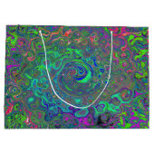 チャートレトリップ（幻覚体験）のようなーズとブルーレトロ液体スワール ラージペーパーバッグ (裏面)