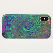 チャートレトリップ(幻覚体験)のようなーズとブルーレトロ液体スワール Case-Mate iPhoneケース (裏面(横))