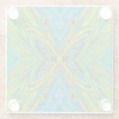 チャートレトリップ(幻覚体験)のようなーズと青抽象芸術蝶 ガラスコースター (裏面)