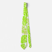 チャートレーズ熱帯モンステラとパーム葉の ネクタイ (正面)