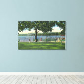 チャートークアのビーチと公園での群衆 キャンバスプリント (インサイチュ (ウッドフロア))