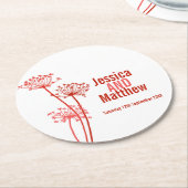 チャート結婚アート赤紙コースター ラウンドペーパーコースター (アングル)