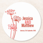 チャート結婚アート赤紙コースター ラウンドペーパーコースター (正面)