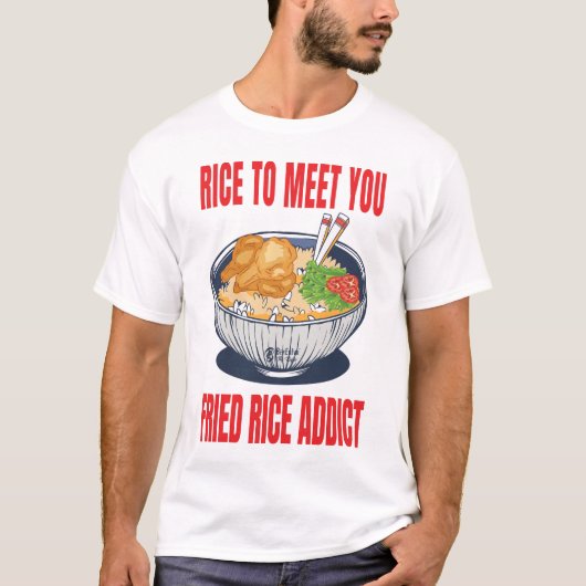 チャーハン中毒メンズホワイト Tシャツ (正面)
