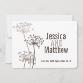 チャービル 現代の花 茶色の結婚式招待状 招待状 (正面)