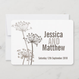 チャービル 現代の花 茶色の結婚式招待状 招待状