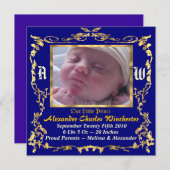 チャーミングで及びユニークなベビーの誕生の発表 案内状 (正面/裏面)