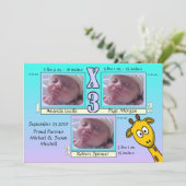 チャーミングで及びユニークなベビーの誕生の発表 案内状 (スタンド正面)