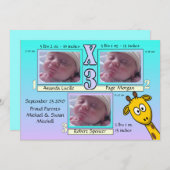 チャーミングで及びユニークなベビーの誕生の発表 案内状 (正面/裏面)