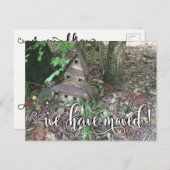 チャーミングで古い巣箱の写真の"引っ越しました"の通知 案内ポストカード (正面/裏面)