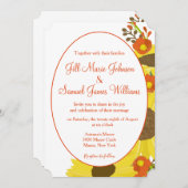 チャーミングなひまわりのウェディング 招待状 (正面/裏面)