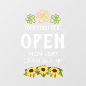 チャーミングなひまわり　貴社のロゴ　営業時間 ウィンドウサイン (シート)