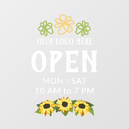 チャーミングなひまわり 貴社のロゴ 営業時間 ウィンドウサイン