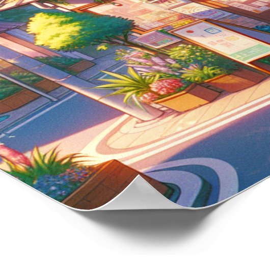 チャーミングなアニメスタイルの地元のお店のアート ポスター (角)