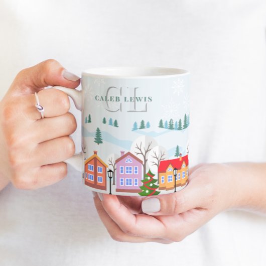チャーミングなウィンタービレッジ　ジャンボマグカップ - 家族へのギフト ジャンボコーヒーマグカップ