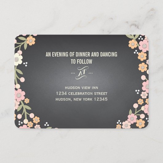 チャーミングなガーデンの花輪 ウェディングレセプション エンクロージャーカード (正面)