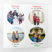 チャーミングなクリスマスニュースレター 月別フォト付き 三つ折りクリスマスカード (内部最初)