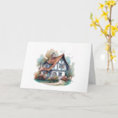 チャーミングなコテージの家のブランクのメモカード カード (黄色い花)