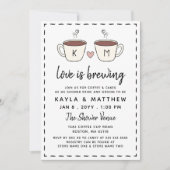 チャーミングなコーヒーカップラブイズブリューイングシャワー 招待状 (正面)