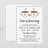 チャーミングなコーヒーカップ 愛が育まれている LGBT 招待状 (正面/裏面)