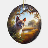チャーミングなシャム猫の記念品 セラミックオーナメント (左)
