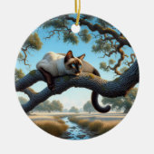 チャーミングなシャム猫の記念品 セラミックオーナメント (正面)