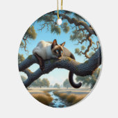 チャーミングなシャム猫の記念品 セラミックオーナメント (左)