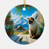 チャーミングなシャム猫の記念品 セラミックオーナメント (正面)