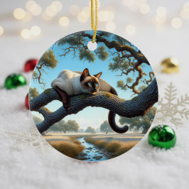 チャーミングなシャム猫の記念品 セラミックオーナメント