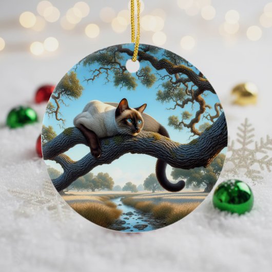 チャーミングなシャム猫の記念品 セラミックオーナメント