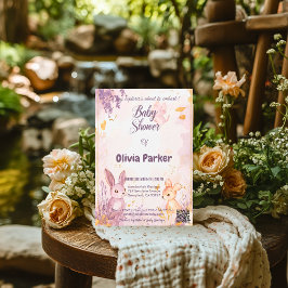 チャーミングなソフトラベンダー＆ゴールドの水彩画 招待状