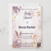 チャーミングなソフトラベンダー&ゴールドの水彩画 招待状 (正面)