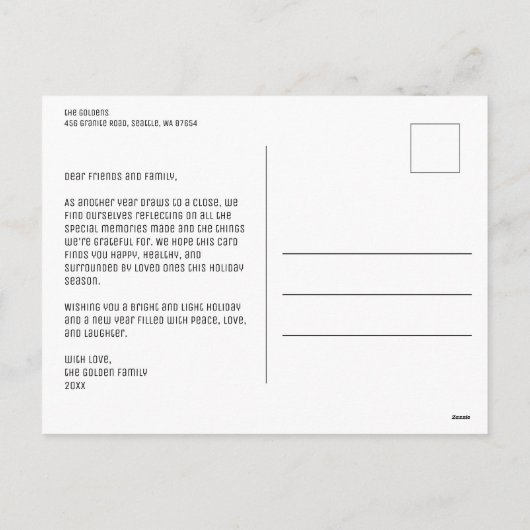 チャーミングなダヴのクリスマスオーナメント シーズンポストカード (裏面)